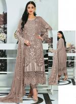 Faux Georgette Brown Traditional Wear Embroidery Work Pakistani Suit